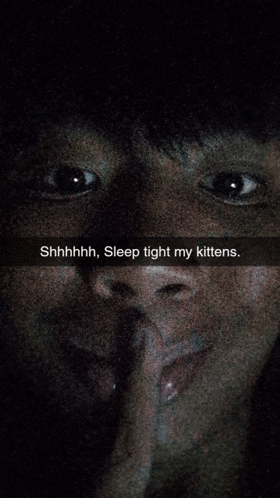 shhhh sleep tight my kittens is written on a photo of a person 's face