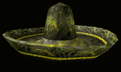 a green and gold sombrero with a gold border
