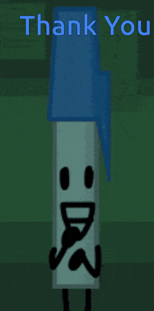 a drawing of a pen with a face and the words thank you above it