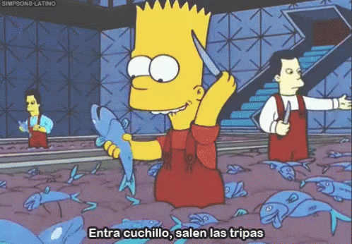 Entra Cuchillo, Salen Las Tripas GIF - Cuchillo Bart Simpson The Simpsons GIFs
