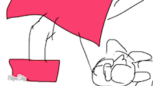 a cartoon drawing of a person holding a red object