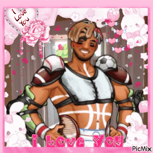 a picture of a man with the words i love you on the bottom right