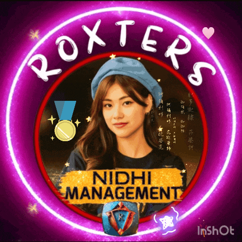 a roxters logo with a picture of a woman and the name nidhi management