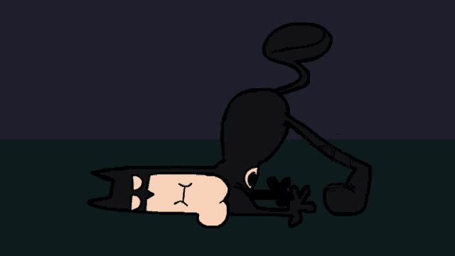 a cartoon of a batman doing a handstand on the ground .