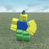 a roblox character with a crown on his head is walking in a field