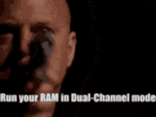 a man holding a gun with the words from your ram in dual channel mode