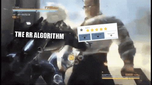 a video game with the rr algorithm written on it