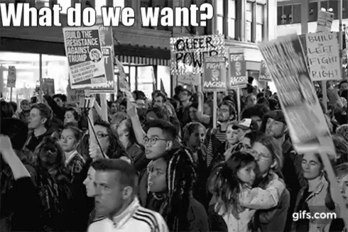 Rally Protest GIF - Rally Protest What Do We Want GIFs