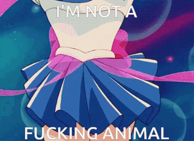 a picture of a girl with the words i 'm not a fucking animal written on it