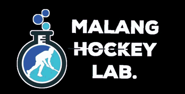 a logo for the malang hockey lab with a hockey player in the middle