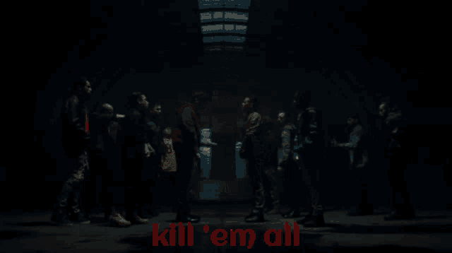 a poster of the punisher with the words kill ' em all on it