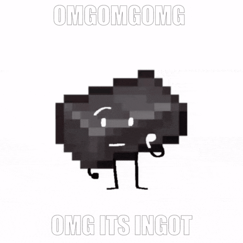 a pixel art character with the words omgomgomg and omg its ingot