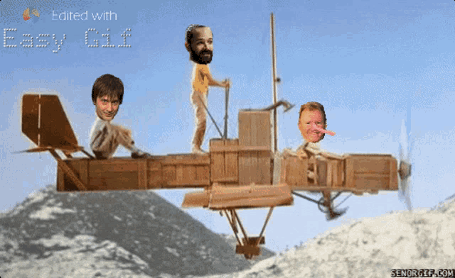 a picture of a wooden airplane with the words easy gif on the top