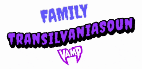 a logo for family transylvaniasoun with a picture of a vampire