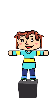 a cartoon drawing of a person with a red x on their head