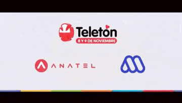 there are two logos on a white background , one of which is a teleton logo .