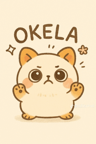 a drawing of a cat with the word okela written on it