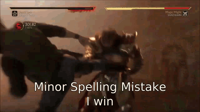 a video game with the words minor spelling mistake i win on the bottom