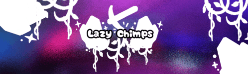 a poster for lazy chimps with a purple and blue background