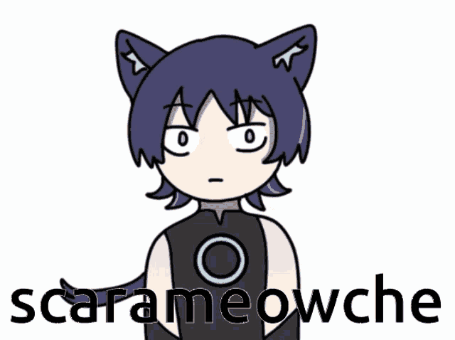 a cartoon of a girl with cat ears and the words scarameowche
