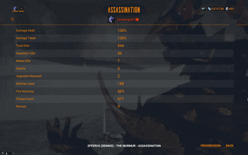 a screenshot of a game called assassination showing damage dealt and damage taken