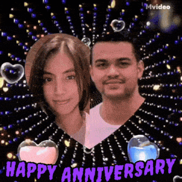 a happy anniversary greeting with a man and woman