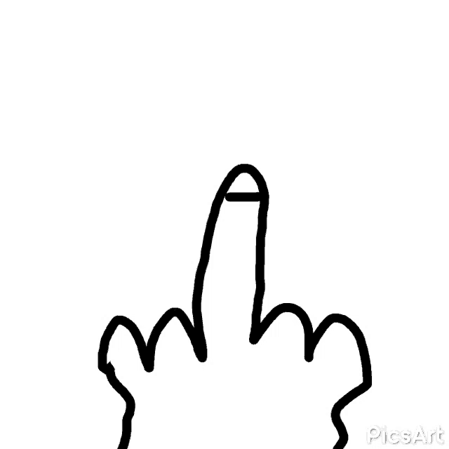 a drawing of a hand giving the middle finger