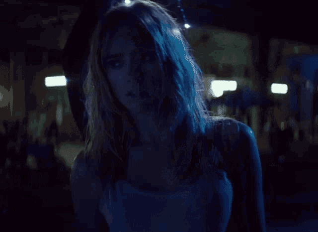 a woman with blue lights in her hair