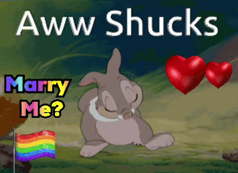 a cartoon of a bunny with the words marry me