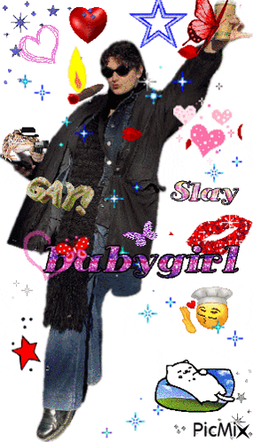 a picture of a man with the words babygirl written on the bottom