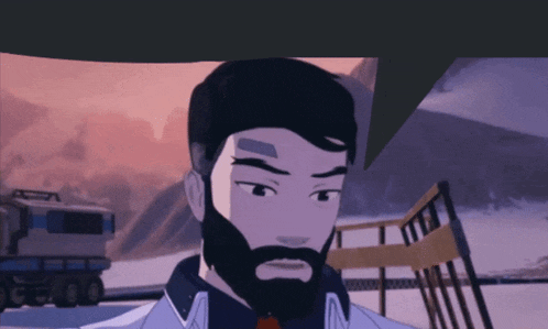 a cartoon character with a beard and a white shirt