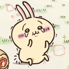 a cartoon drawing of a bunny rabbit with a pig behind it