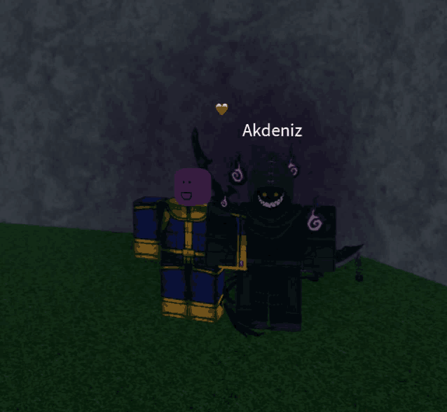 two roblox characters standing next to each other with akdeniz written on the bottom