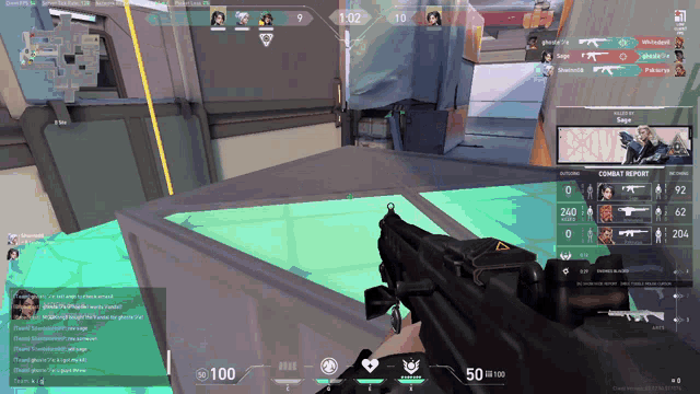 a person holding a gun in a video game with a combat report