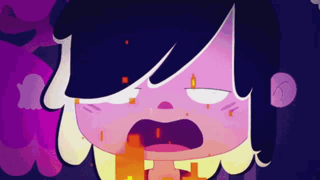 a cartoon of a girl with a purple background