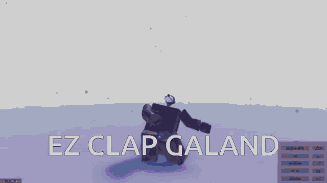 a robot is dancing in a video game with the words ez clap galand above it