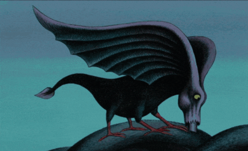 a drawing of a bird with wings and a long tail