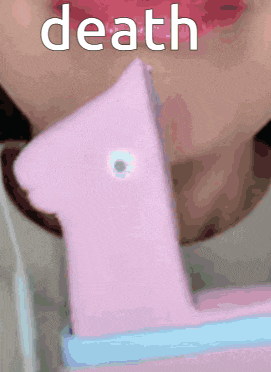 a close up of a person 's face with the word death written on it