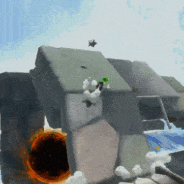 a video game scene with a hole in the middle