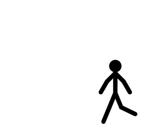 a stick figure is standing on a white background .