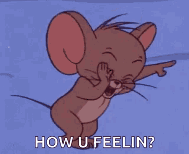 jerry from tom and jerry is laughing and dancing .