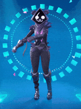 a video game character with a cat face on their head is dancing