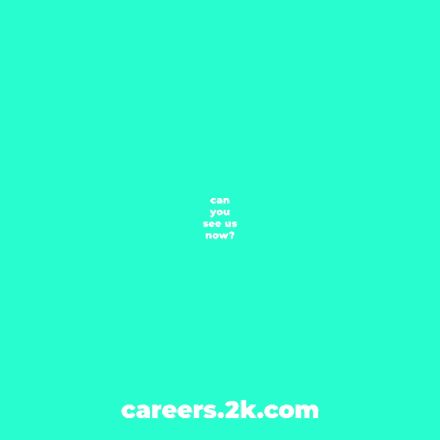 a red background with a white letter k and the words careers.2k.com below it