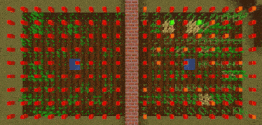 an aerial view of a garden with a brick wall