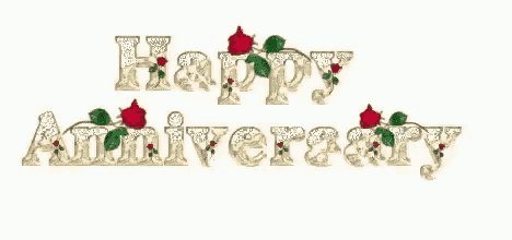 a happy anniversary greeting card with roses and leaves