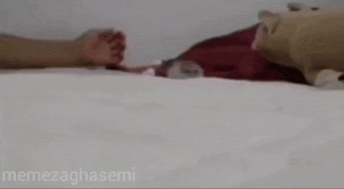 a blurry picture of a person laying on a bed with a stuffed animal in the foreground .