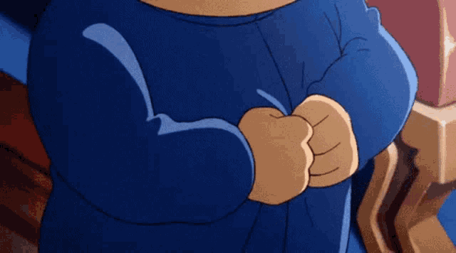 a close up of a cartoon character with a tear coming out of his eye .