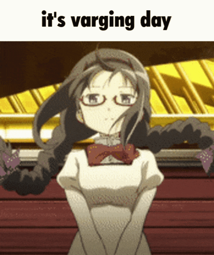 a picture of a girl with glasses and the words it 's varging day below her