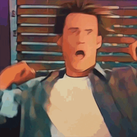 a cartoon drawing of a man yawning with his eyes closed