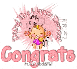 a congratulations card with a cartoon baby and the words doing the happy dance